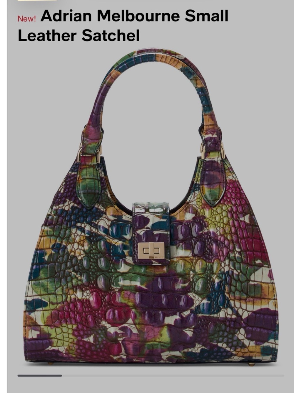Brahmin Adrian Multicolor Croc-Embossed Leather Shoulder Bag